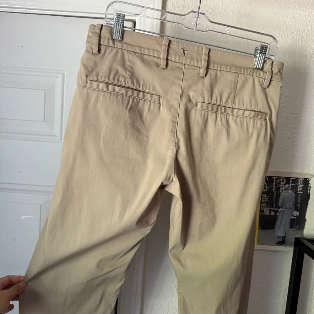 BIRDDOGS tan slim straight cotton nylon khaki cropped pants‎ chinos
